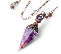 SAHOOTTIE Pendulum Crystal Pendulum Amethyst Pendulum Reiki Healing Crystals Pendulums for Dowsing Spiritual Pointed Divination Pendulum Witchcraft Supplies Wiccan Rituals