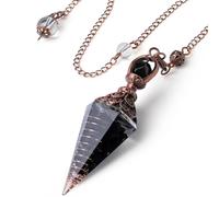 SAHOOTTIE Pendulum Crystal Pendulum Black Obsidian Pendulum Crystal Reiki Healing Crystals Pendulums for Dowsing Spiritual Pointed Divination Pendulum Witchcraft Supplies Wiccan Rituals
