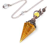 SAHOOTTIE Pendulum Crystal Pendulum Citrine Pendulum Crystal Reiki Healing Crystals Pendulums for Dowsing Spiritual Pointed Divination Pendulum Witchcraft Supplies Wiccan Rituals
