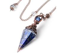 SAHOOTTIE Pendulum Crystal Pendulum Lapis Lazuli Pendulum Crystal Reiki Healing Crystals Pendulums for Dowsing Spiritual Pointed Divination Pendulum Witchcraft Supplies Wiccan Rituals