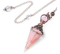 SAHOOTTIE Pendulum Crystal Pendulum Rose Quartz Pendulum Crystal Reiki Healing Crystals Pendulums for Dowsing Spiritual Pointed Divination Pendulum Witchcraft Supplies Wiccan Rituals
