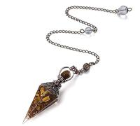 SAHOOTTIE Pendulum Crystal Pendulum Tiger Eye Pendulum Crystal Reiki Healing Crystals Pendulums for Dowsing Spiritual Pointed Divination Pendulum Witchcraft Supplies Wiccan Rituals
