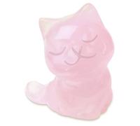 Sahoottie Rose Quartz Crystal Cat Figurine for Cat Lovers Cute Pink Closed Eye Cats Ornament Gemstone Cats Statue for Women Lucky Kittens Gifts Pink Kitten Themed Presents 2"