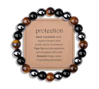 Sahoottie Triple Protection Bracelet Black Tourmaline Tigers Eye Crystal Black Beaded Bracelets Protection & Balance Gifts for Men & Women for Mothers Fathers Day,Christmas,Birthdays,Anniversary
