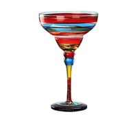 Sahpfoti Colorful Hand-Painted Cocktail Glass with Stemmed, red, A | High-Borosilicate Glass Construction, Open Wide Bowl, Single-Glass Package for Cocktail and Mixed Drink Service