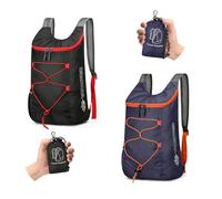 Sahunfri 2 Pcs Ultra Lightweight Backpack, Foldable Backpack Water Resistant Travel Rucksack, Multi-Functional Foldable Backpacks Womens Men For Camping, Hiking, Biking (Black Dark-blue)