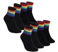 Sahunfri 4 Pairs Rainbow Socks, Unisex Comfortable Pride Socks with Reinforced Heel, Pride Gift for Men Women, Celebration Support, Casual Wear (UK, Alpha, One Size, Regular, Regular, Black)