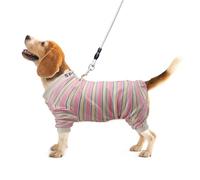 Sahunfri Dog Pyjamas for Medium Small Dogs,Warm Soft Cat Jumpers inside Sleeping,Dog Onesie Cloths with Leash D-Ring (Pink, L)