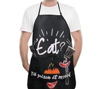 Sahunfri Funny Black BBQ Chef Aprons For Men Women - Waterproof Kitchen Apron with 2 Pockets - Funny Gifts For Son Husband Friend Cooking
