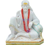 Sai baba Statue, White Marble Sai Murti, Large 36 inches Sai baba idol, The Selfless God Hindu Divine Sai baba figurine, Shirdi Sai Baba Sculpture, Sri DattaGuru Home Temple Housewarming Gifts