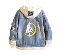 Sai-lor Moon Mens Denim Jackets, Lightweight Jacket Casual, Hoodies are Ideal Weekend Wear, tops(Blue2,2XL)