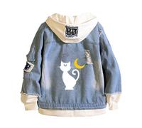 Sai-lor Moon Mens Denim Jackets, Lightweight Jacket Casual, Hoodies are Ideal Weekend Wear, tops(Blue4,3XL)