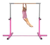 Saiao Gymnastic Bar Kids Adjustable Horizontal Kip Bars Home Gym Training Equipment (Pink)