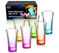 SAIAOKJ Shot Glasses Set, 2 Oz Heavy Base Shot Glasses, 6 Pack Tequila Shot Glasses with Gift Box Round Shot Glass for Tequila Whiskey Vodka Liquors Cocktail (Ombre Colorful)