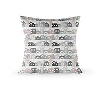 SAIAOS Cushion Cover 65x65cm Scandinavian Style Pattern With Hand Drawn Doodle Houses Set of 2 Decorative Square Throw Pillow Covers for Living Room Sofa Couch Chair Bed