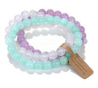 SAIBANGZI Beaded Bracelets for Women - Natural Stone Crystal Stretch Bracelets, Elegant Fossil Design, Handmade Jewelry, Ideal Gifts for Her