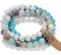 SAIBANGZI Beaded Bracelets for Women - Natural Stone Crystal Stretch Bracelets, Elegant Fossil Design, Handmade Jewelry, Ideal Gifts for Her