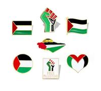 SAIBHANG Palestine Flag Lapel Pins, 7pcs Set, Metal Badge Accessories, Butterfly Clasp, Unisex, APPAREL_PIN