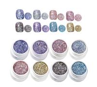 saibunratus Glitter Gel Polish - Home Shimmer Gel | 8 Colors Art Polish Shimmer Nail Design for Home Salon Manicure Pedicure Women Girl