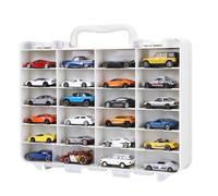 Saichotoy Storage Case Compatible with Hot Wheels - Carrying Display Case for 1/64 Scale Toy Cars, 48-Slot Double-Sided Transparent Organizer with Built-in Steps Prevent Sliding & Adjustable Dividers