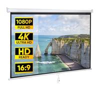 Saicool 80 Inch Projection Screen, Outdoor Indoor 16:9 HD Foldable Manual Pull Down Projector Screen for Movie Home Backyard Theater Cinema Office Video Game, White
