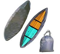SaiDeng Waterproof 420D Kayak Cover,Oxford Cloth UV Protection Kayak Covers for Outdoor Storage, Universal Canoe Storage Dust Cover Sunblock Shield for Fishing Boat Paddle Board(13.4-14.7ft)