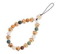 SaiDian 1Pcs Cute Phone Charm Handcrafted Cat Paw Beaded Phone Chain Lanyard Wrist Strap Bracelet Keychain Fun Backpack Accessories for Women