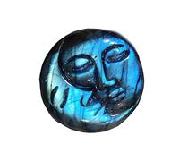 SaiDian 1Pcs Sun Moon Face Natural Labradorite Healing Sphere Stone Quartz Carved Crystal Ornaments Decor Reiki Minerals Meditation Home Decoration