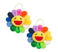 SaiDian 2 Pcs 3.9 inch Sun Flower Brooch Cartoon Rainbow Lapel Pin Badge for Jackets Backpacks Bags Hats Decoration, PP cotton, no gemstone