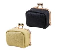 SaiDian 2Pcs Chic Mini Purse Vintage PU Leather Jewelry Box Case for Women Small Wallet with Kiss Lock for Rings Earrings Necklaces Portable Storage