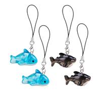 SaiDian 4Pcs Cute Shark Charms Resin Blue Ocean Themed Phone Charms for Bags Cameras Keychain Sea Animal Strap Mobile Pendant Accessories