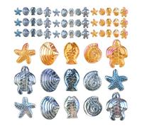 SaiDian 60Pcs Color Ocean Theme Beads Glass Snail Shell Charm Sparkling Starfish Marine Pendant for Crafting Jewelry Making Bracelets Earrings Necklaces Crystal Beads