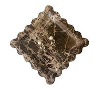 SAIDKOCC Vintage Natural Marble Tray Small Ornaments Scalloped Tray Handmade Storage Dish for Counter, Vanity, Dresser, Nightstand and Desk (Coffee Net)