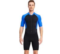 SaiDuoDuo 1.5 mm Neoprene Front Zip Wetsuit, Shorty Wetsuit for Mens Womens, UV Protection Quick Dry Sunsuit,Men Blue,M