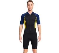 SaiDuoDuo 1.5 mm Neoprene Front Zip Wetsuit, Shorty Wetsuit for Mens Womens, UV Protection Quick Dry Sunsuit,Men Yellow,M