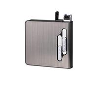 SaiDuoDuo Metal Cigarette Case, Full Pack 20 Regular Cigarettes Case Box with Electric Lighter, Automatic Ejection Box Holder,Black