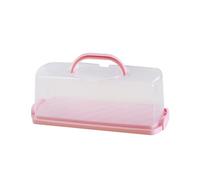 SaiDuoDuo Portable Bread Box with Clear Lid, Plastic Loaf Cakes Storage Container with Handle, Breadbox Holder for Kitchen Countertop,Pink