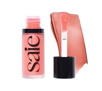 Saie Blush Dew - Blush Light Liquid with a Mixable + Buildable Cream Finish - Dew Cheek Dye with Doe Foot Wand Makeup Applicator - Coral Blush