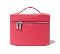 Saie Mini Vanity Case - Vegan Leather Makeup Bag + Travel Toiletry Bag With Removable Interior Organizer - Durable + Portable Makeup Pouch with Carrying Handle + Zipper Closure - Fuschia