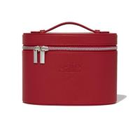 Saie Mini Vanity Case - Vegan Leather Makeup Bag + Travel Toiletry Bag With Removable Interior Organizer - Durable + Portable Makeup Pouch with Carrying Handle + Zipper Closure - Red