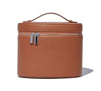 Saie Original Vanity Case - Vegan Leather Makeup Bag + Travel Toiletry Bag With Removable Interior Organizer - Durable + Portable Makeup Pouch with Carrying Handle + Zipper Closure - Caramel Brown