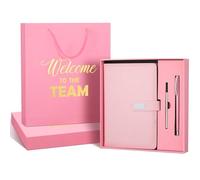 SaieGlossy New Employee Welcome to The Team Gift Sets Notebook and Pen Welcome to The Team Box Employee Appreciation Gift Sets for New Office Worker(Pink)