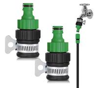 Saier tbo Pack of 2 Universal Kitchen Tap Adapter, ABS 12-16 mm Taps, Garden Hose Connector with Adjustable Stainless Steel Collar for Kitchen, Garden, Bathroom, Indoor, Outdoor