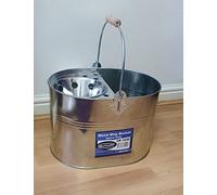 SAIF Industrial Galvanized Steel Metal Mop Bucket 13L litres Large Galvanised Reinforced Heavy Duty Thick Metal Steel Mop Bucket for General Cleaning, 30x25x22