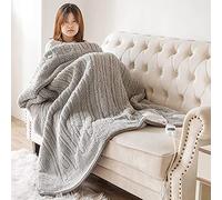 SAIF Luxurious Electric Heated Teddy Sherpa Over Blanket ex-Large 160x130cm Sofa Bed Comforter Detachable Controller 9 Heat Settings Polyester Washable Heated Throws Pad Coverlet Mantle