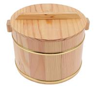 SaifFe 1 Set Cask Rice Cask Stainless Mixing Bowls Sushi Rice Stainless Steel Steamer Pot Wooden Bowl Chinese Steamers Sushi Bucket Rice Storage Container