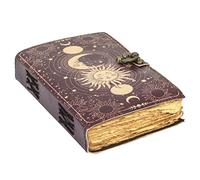 Saify Handicrafts Sun Moon Vintage Leather Journal for Men & Women 200 Pages of Antique Handmade Deckle-Edge Vintage Paper Sketchbook Drawing Journal Print Leather Journal Best Great Gift (7x5 Inch)