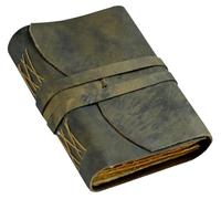 Saify Handicrafts Vintage Leather Journal - 200 Handmade Deckle Edge Paper - Leather bound For Women Men - Bound Closure - Book of Shadows - Italian Brown - 7x5 inches (Journal With Bound)