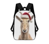 Saiga Antelope with Santa Hat Backpack, 3D Printed School Bag, School Lunch Bag, Travel Backpack, Friends Backpack, School Backpack for Girls And Boys 17inch