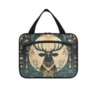 Saiga Black Gold Boho Style Hanging Travel kit for Women with Hook, Designer Waterproof Waterproof Cosmetic Bag for Women Must Hotel organizador de maquillaje para L